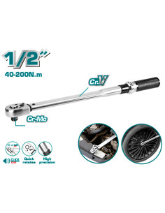 LLAVE DINAMOMETRICA 1/2" - 500mm CRV+CRMO 40-200N.M 2