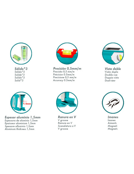 NIVEL DE BURBUJA MAGNETICO 100CM TOTAL