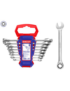 JUEGO DE LLAVES CARRACA 6-19MM 8 PCS (8, 10, 12, 13, 14, 15, 17, 19) EMTOP
