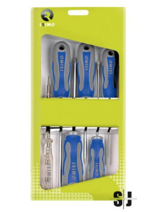 Juego 6 destornilladores electricista 3planas, 2PH y tester
