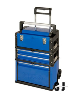 Carro soporte con 3 cajas apilables sobre ruedas