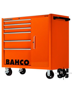 Carro C75 clásico naranja con seis cajones y armario lateral de 986 mm x 501 mm x 1100 mm