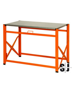 Banco de trabajo plegable con encimera galvanizada de 840 mm x 510 mm x 970 mm