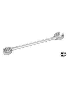 Llave para racores acodada de dos bocas de 1/2" x 9/16" con acabado cromado de 170 mm