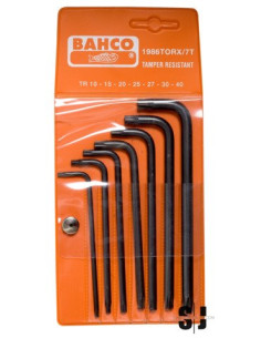 Juego de 7 llaves tipo allen hexagonales TORX® largas y fosfatadas, TR10-TR40