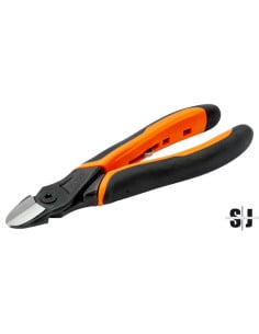 Alicates de corte diagonal ERGO™ para plástico, con mango bi-componente de apertura automática y acabado fosfatado (160 mm)