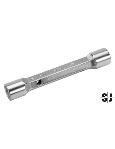 Llave de tubo de dos bocas de 14 mm x 15 mm con acabado cromado de 143 mm