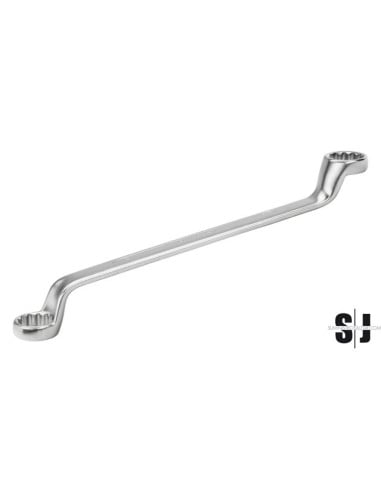 Llave de estrella de dos bocas extraacodada de 13 mm x 17 mm con acabado cromado de 243 mm