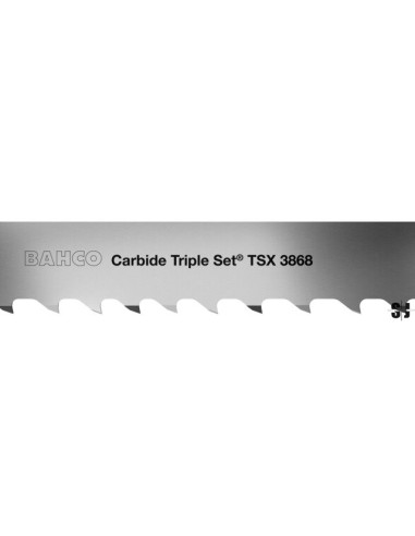 Sierra de cinta de carburo para corte de metal de triple chip para materiales difíciles y abrasivos, dentado TSX, 3/4 DPP de 0,9