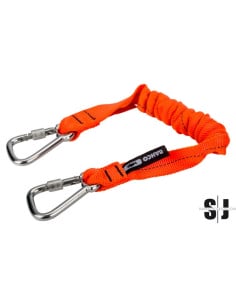 Lanyard naranja de alta visibilidad con mosquetón fijo para 12 kg de 1 m
