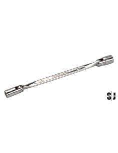 Llave de dos bocas con cabeza articulada de 5/8" x 11/16" con acabado cromado de 253 mm