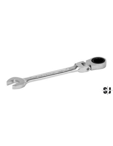 Llave combinada de carraca articulada de 11 mm con acabado cromado de 141 mm