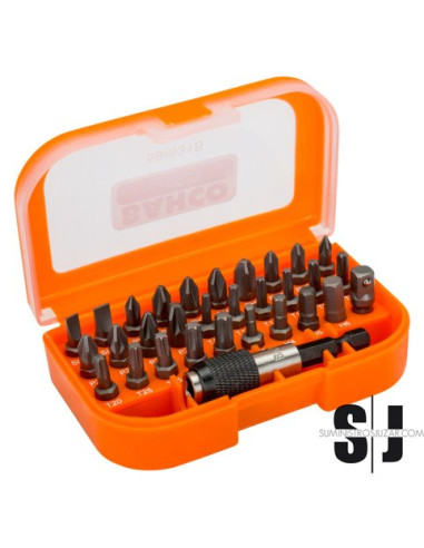 Juego de puntas 1/4" para tornillos ranurados, Phillips, Pozidriv, TORX® y hexagonales - Display de 12 piezas