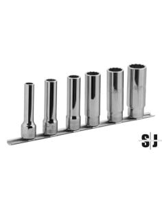 Juego de vasos con cuadradillo de 1/2" con perfil bi-hexagonal métrico - 6 unidades/raíl