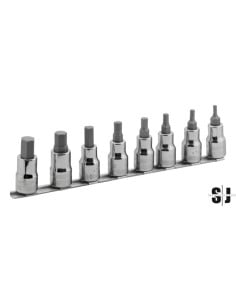 Juego de vasos con punta y cuadradillo de 1/2" para tornillo de cabeza hexagonal (8 unidades/raíl)