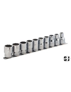 Juego de vasos con cuadradillo de 1/2" con perfil bi-hexagonal métrico - 10 unidades/raíl