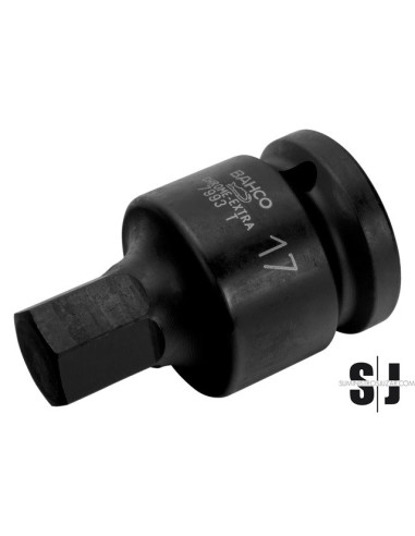 Vaso de impacto con cuadradillo de 1/2" para tornillos de cabeza hexagonal de 19 mm de acabado fosfatado, 67 mm