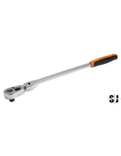 Carraca con cabeza reversible articulada de 1/2" con 32 dientes y ángulo de acción de 11,25°, 450 mm
