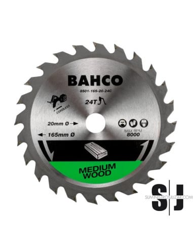 Hoja de sierra circular con 24 dientes para sierras inalámbricas en madera de 165 mm x 20 mm