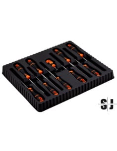 Juego de destornilladores ranurados/Phillips/Pozidriv/Robertson BahcoFit con mango de goma (10 piezas)