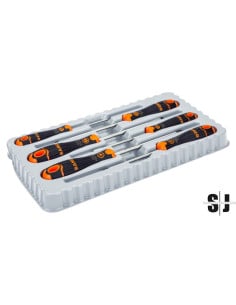 Juego de 6 destornilladores para ranurados y Pozidriv BahcoFit con agarre de goma