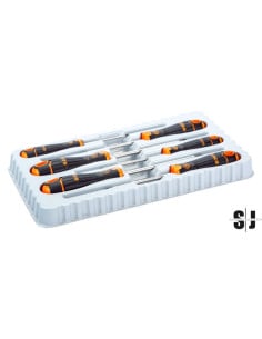 Juego de 6 destornilladores para ranurados, Phillips y Pozidriv BahcoFit con agarre de goma