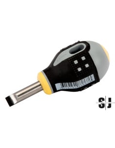 Destornillador de punta recta ERGO™ con mango de goma Stubby (1 x 5,5 x 25 mm)