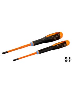 Juego de destornilladores delgados y aislados VDE ERGO™ con mango de tres componentes para armarios eléctricos y terminales (2 p