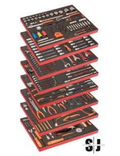 Composición de 4 foams con herramientas para automoción (357 piezas)