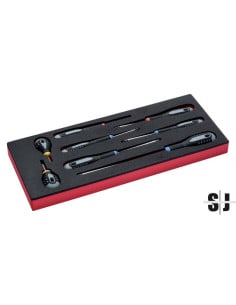Juego de destornilladores para ranurados, Phillips y Pozidriv en bandeja de foam 1/3 Fit&Go (8 piezas)