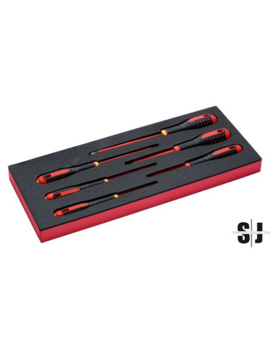 Juego de destornilladores aislados para ranurados y Phillips en bandeja de foam 1/3 Fit&Go de 39 mm x 181 mm x 445 mm (6 piezas)