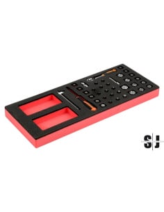 Juego de carraca de cabeza tipo pera y vasos de 1/4" en bandeja de foam 1/3 Fit&Go (37 piezas)