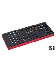 Juego de carraca de cabeza tipo pera y vasos de 1/4" en bandeja de foam 1/3 Fit&Go (45 piezas)
