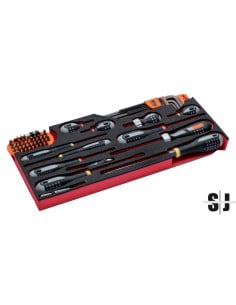 Bandeja de foam con composición de herramientas métricas para nuestras cajas metálicas de las series 1483K y 1483KHD (53 piezas)