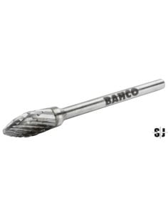 Lima rotativa en forma de llama, de carburo de tungsteno, 12 x 32 mm, para metal, con corte medio (24 DPP, 6 mm)