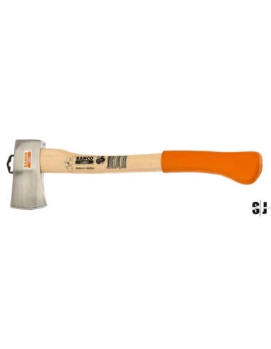 Hacha camping con mango de fresno curvado y diseño americano de 380 mm y 850 g