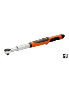 Llave dinamométrica electrónica con cabeza intercambiable con conexión rectangular. Se suministra con la carraca
