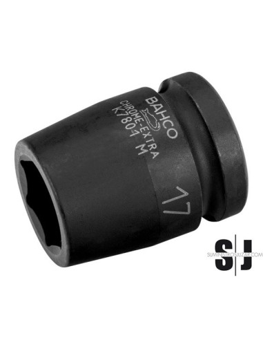 Vaso de impacto con cuadradillo de 1/2" con perfil hexagonal de 9 mm y acabado fosfatado