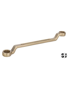 Llave de estrella acodada de dos bocas de 10 x 11 mm, anti-chispa de aluminio bronce (140 mm)