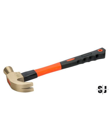 Martillo de uña, anti-chispa, con cabeza de aluminio bronce y mango de fibra de vidrio (500 g)