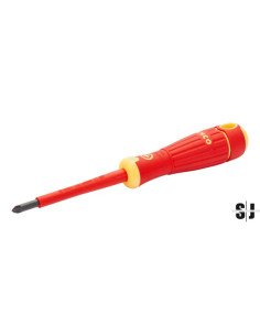 Destornillador aislado VDE BahcoFit, de punta Combi ranurada y Phillips con mango multicomponente, 6 mm y PH2, embalaje en blíst