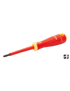 Destornillador aislado VDE BahcoFit, de punta Combi ranurada y Pozidriv con mango multicomponente, 5 mm y PZ1, embalaje en blíst