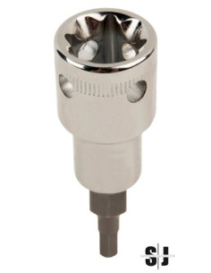 Vaso con punta y cuadradillo de 1/2" para tornillos de cabeza hexagonal de 17 mm con solución de 4 puntos