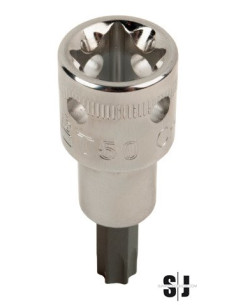 Vaso con punta y cuadradillo de 1/2" para tornillos TORX® con tamaños de T45 con solución de 4 puntos